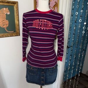 Odd Future Striped Long-Sleeve Women’s Top in Purple and Pink